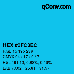 カラーコード: HEX #0FC3EC | qconv.com