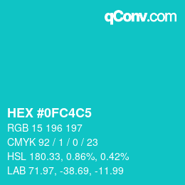 カラーコード: HEX #0FC4C5 | qconv.com
