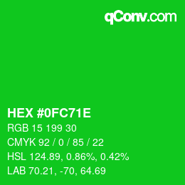 Color code: HEX #0FC71E | qconv.com