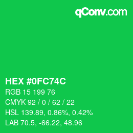 Color code: HEX #0FC74C | qconv.com
