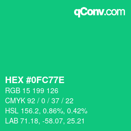 Color code: HEX #0FC77E | qconv.com