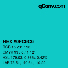 Color code: HEX #0FC9C6 | qconv.com