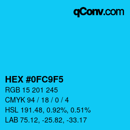 Color code: HEX #0FC9F5 | qconv.com