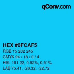 Color code: HEX #0FCAF5 | qconv.com
