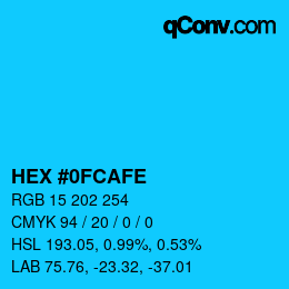 Color code: HEX #0FCAFE | qconv.com