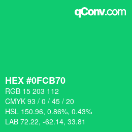 Color code: HEX #0FCB70 | qconv.com