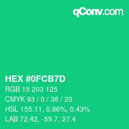 Color code: HEX #0FCB7D | qconv.com