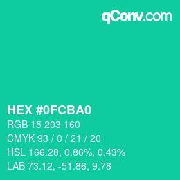 Color code: HEX #0FCBA0 | qconv.com