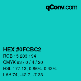 Color code: HEX #0FCBC2 | qconv.com