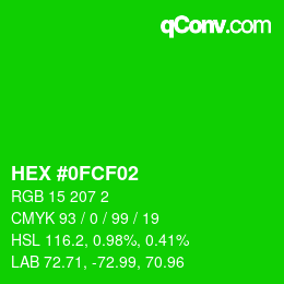 Color code: HEX #0FCF02 | qconv.com