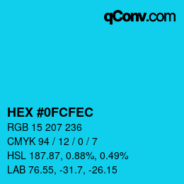 颜色代码: HEX #0FCFEC | qconv.com