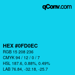 Color code: HEX #0FD0EC | qconv.com
