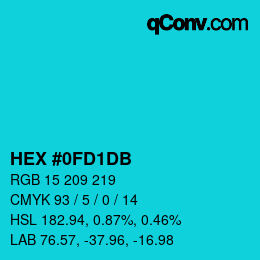 Color code: HEX #0FD1DB | qconv.com