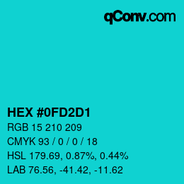 颜色代码: HEX #0FD2D1 | qconv.com