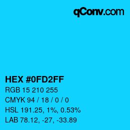 カラーコード: HEX #0FD2FF | qconv.com
