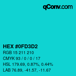 Color code: HEX #0FD3D2 | qconv.com