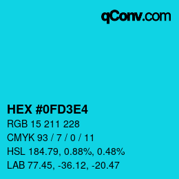 カラーコード: HEX #0FD3E4 | qconv.com