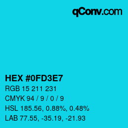 颜色代码: HEX #0FD3E7 | qconv.com