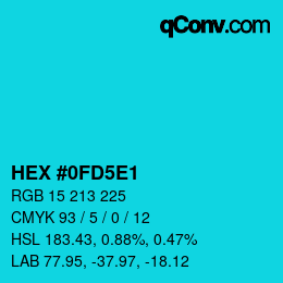 カラーコード: HEX #0FD5E1 | qconv.com