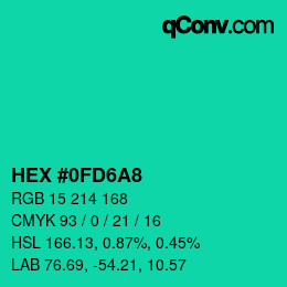 Color code: HEX #0FD6A8 | qconv.com
