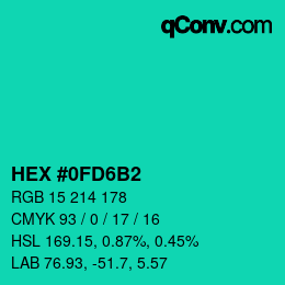 Color code: HEX #0FD6B2 | qconv.com