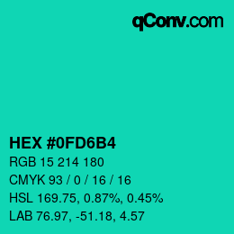 Color code: HEX #0FD6B4 | qconv.com