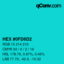 Color code: HEX #0FD6D2 | qconv.com