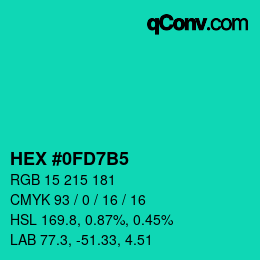 颜色代码: HEX #0FD7B5 | qconv.com