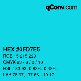 Color code: HEX #0FD7E5 | qconv.com