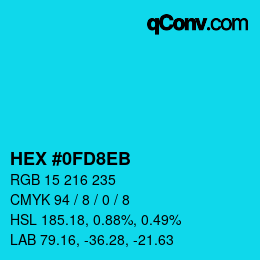 Color code: HEX #0FD8EB | qconv.com
