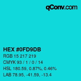 カラーコード: HEX #0FD9DB | qconv.com
