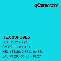 カラーコード: HEX #0FD9E5 | qconv.com