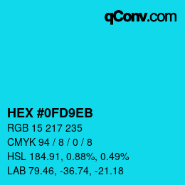 Color code: HEX #0FD9EB | qconv.com