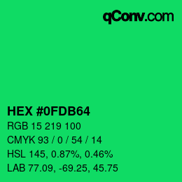 Color code: HEX #0FDB64 | qconv.com