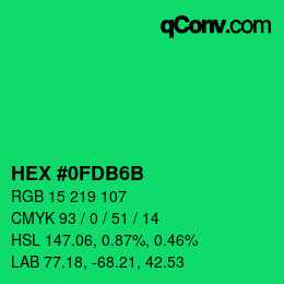 カラーコード: HEX #0FDB6B | qconv.com