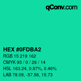Color code: HEX #0FDBA2 | qconv.com