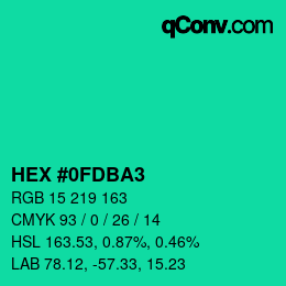 Color code: HEX #0FDBA3 | qconv.com