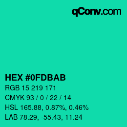 Color code: HEX #0FDBAB | qconv.com
