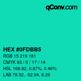 カラーコード: HEX #0FDBB5 | qconv.com