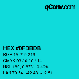 Color code: HEX #0FDBDB | qconv.com