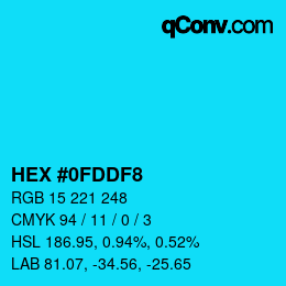 Color code: HEX #0FDDF8 | qconv.com