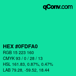 Color code: HEX #0FDFA0 | qconv.com