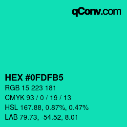 カラーコード: HEX #0FDFB5 | qconv.com