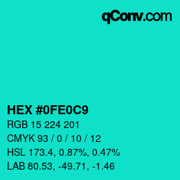 颜色代码: HEX #0FE0C9 | qconv.com