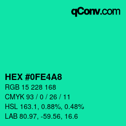 Color code: HEX #0FE4A8 | qconv.com