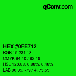 Color code: HEX #0FE712 | qconv.com