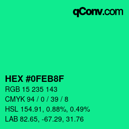 カラーコード: HEX #0FEB8F | qconv.com