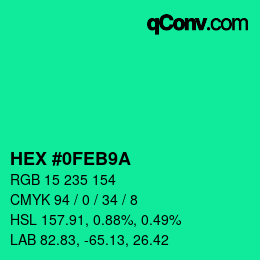 Color code: HEX #0FEB9A | qconv.com