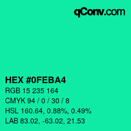 カラーコード: HEX #0FEBA4 | qconv.com