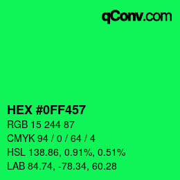 Color code: HEX #0FF457 | qconv.com